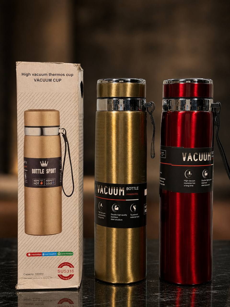 فلاکس Bottle Sport مشکی رنگ با ظرفیت ۱۰۰۰ میلی لیتر